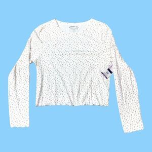 Aeropostale Seriously Soft Shrunken Tee XXL Floral Print White Long Sleeve NEW